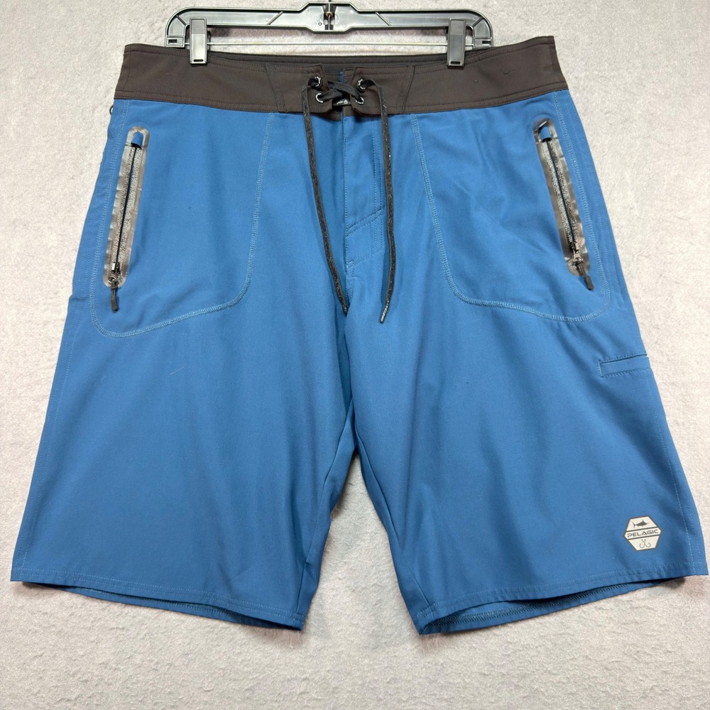 Pelagic Hydro-Lite Pro Mens‎ Blue Fishing Board Shorts Size 36 Quick Dry Stretch